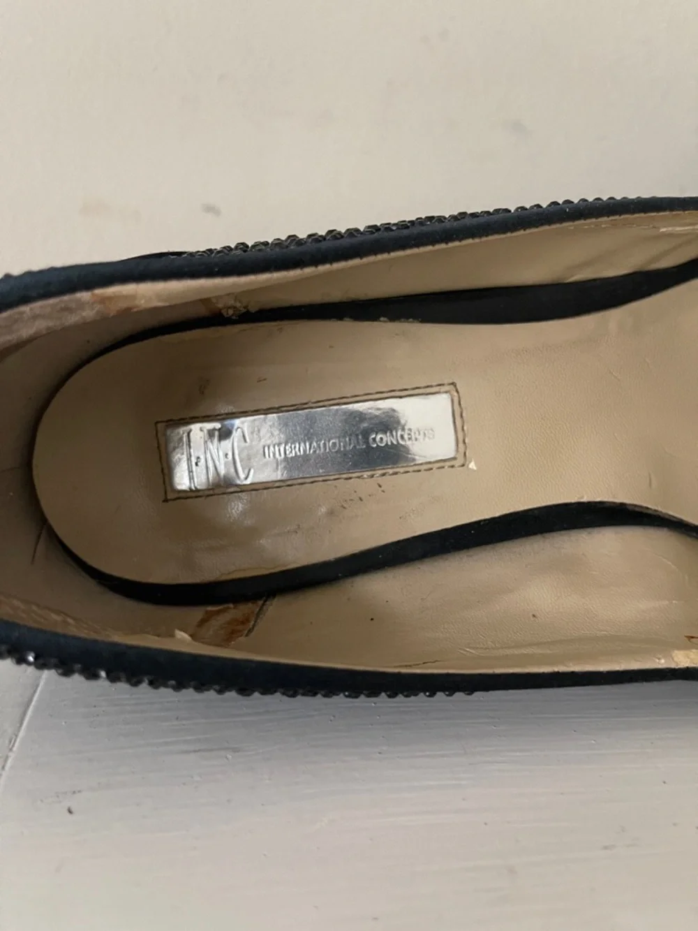 INC International Concepts Black Rhinestone Bow Platform Pumps Size 8.5